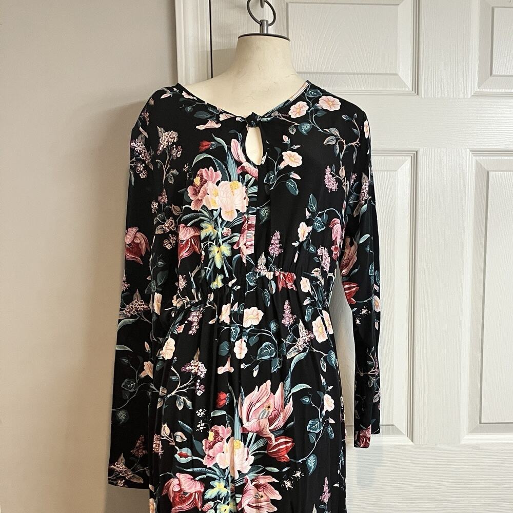 ASOS Maternity Dress Black Floral Maxi Peasant Keyhole Neck Flowy Dress NWT 6